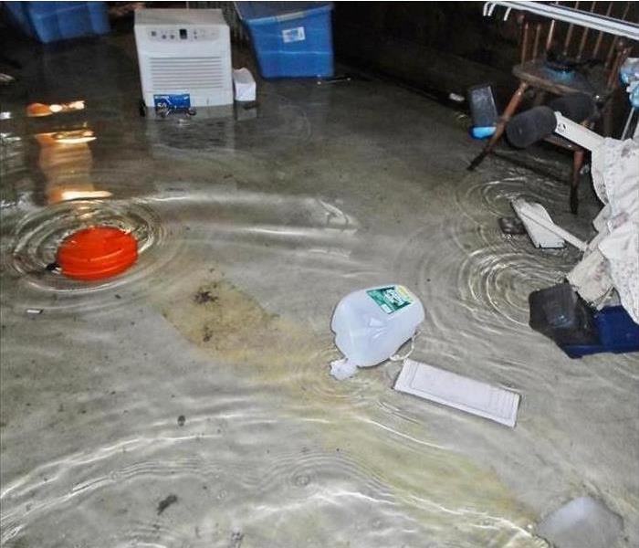 Standing water on a concrete floor